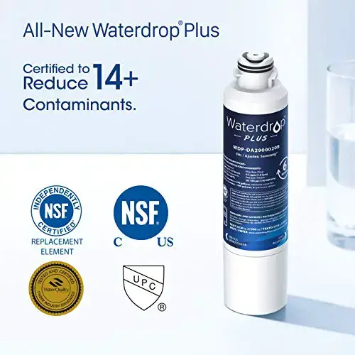 Waterdrop Plus DA29-00020B Refrigerator Water Filter, Compatible with Samsung DA29-00020B, DA29-00020A, HAF-CIN/EXP, 46-9101, Reduces Lead, Chlorine, Cyst, Benzene and More, NSF 401&53&42 Certified, Pack of 3