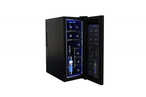 Igloo 12-Bottle Wine Cooler With Curved Door - Blue lights