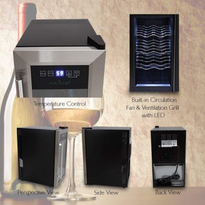 Nutrichef 8-Bottle Wine Cooler with Towel Bar Handle - views
